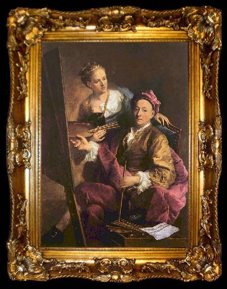 framed  Georges desmarees The Artist with his Daughter Antonia, ta009-2